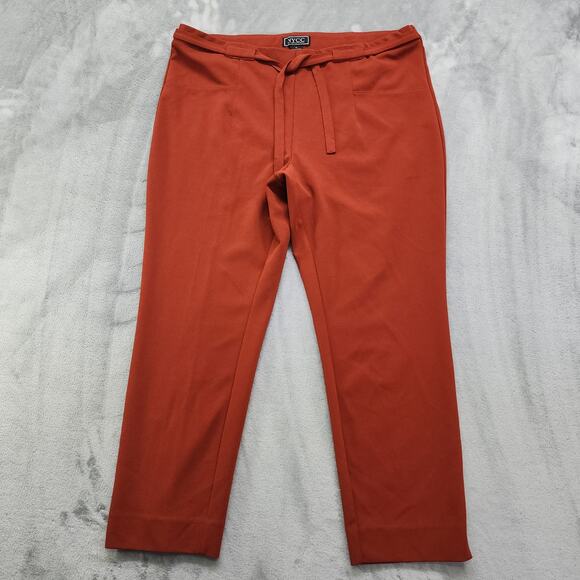 Vintage 90s NYCC Pants Womens Size XL Brown High Rise Tie Waist Ankle Stretch - Picture 1 of 9